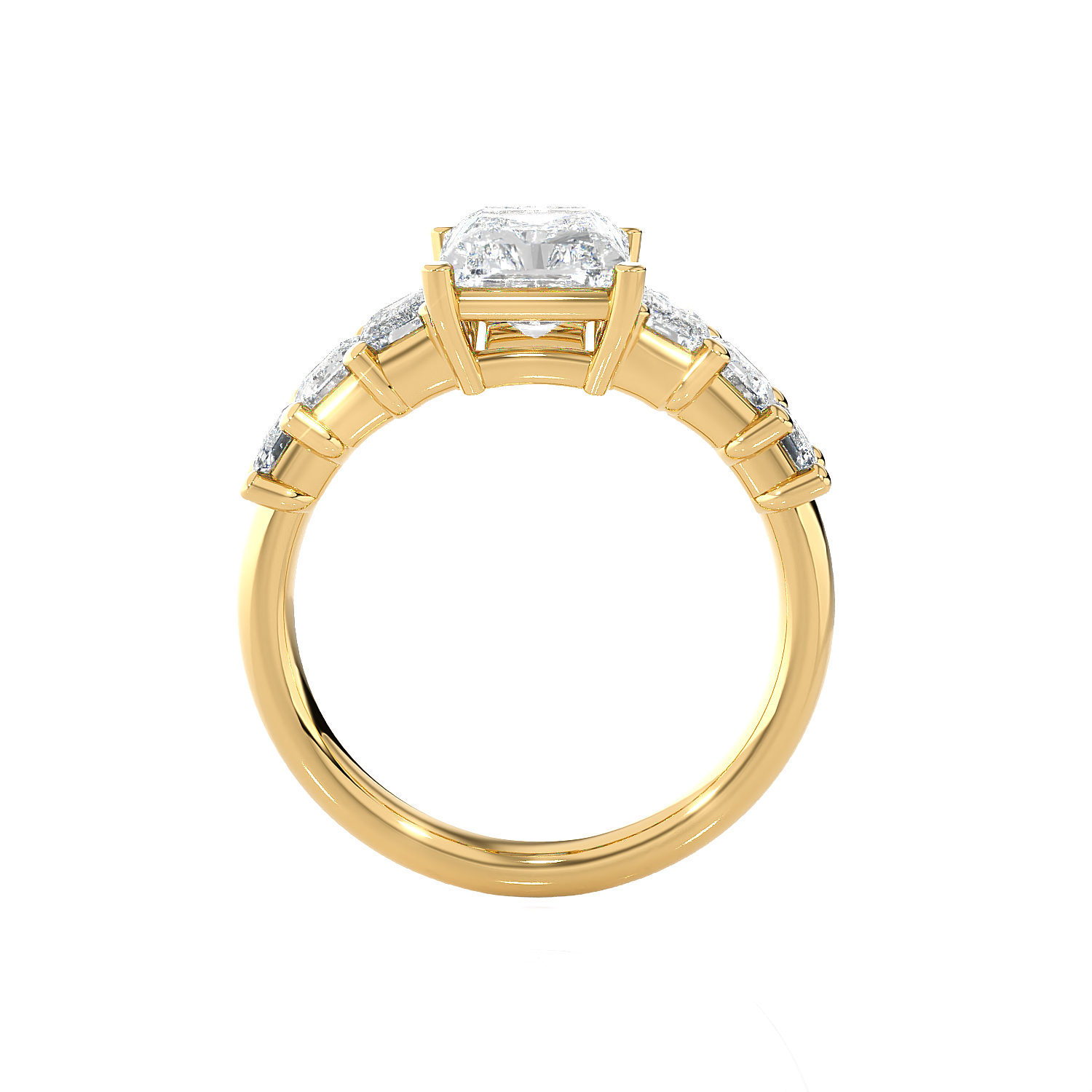 Emerald-Cut Lab Grown Diamond Side Stone Engagement Ring