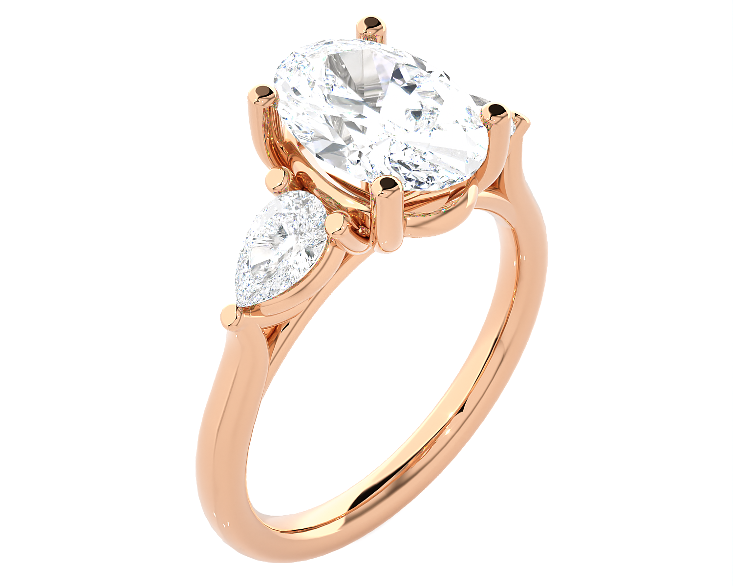 Oval with Pear-Shaped Three Stone Lab Grown Diamond Ring