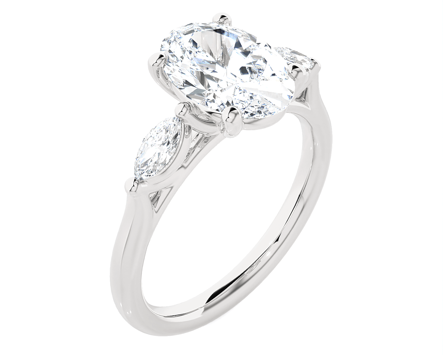 Oval with Marquise Three Stone Lab Grown Diamond Ring