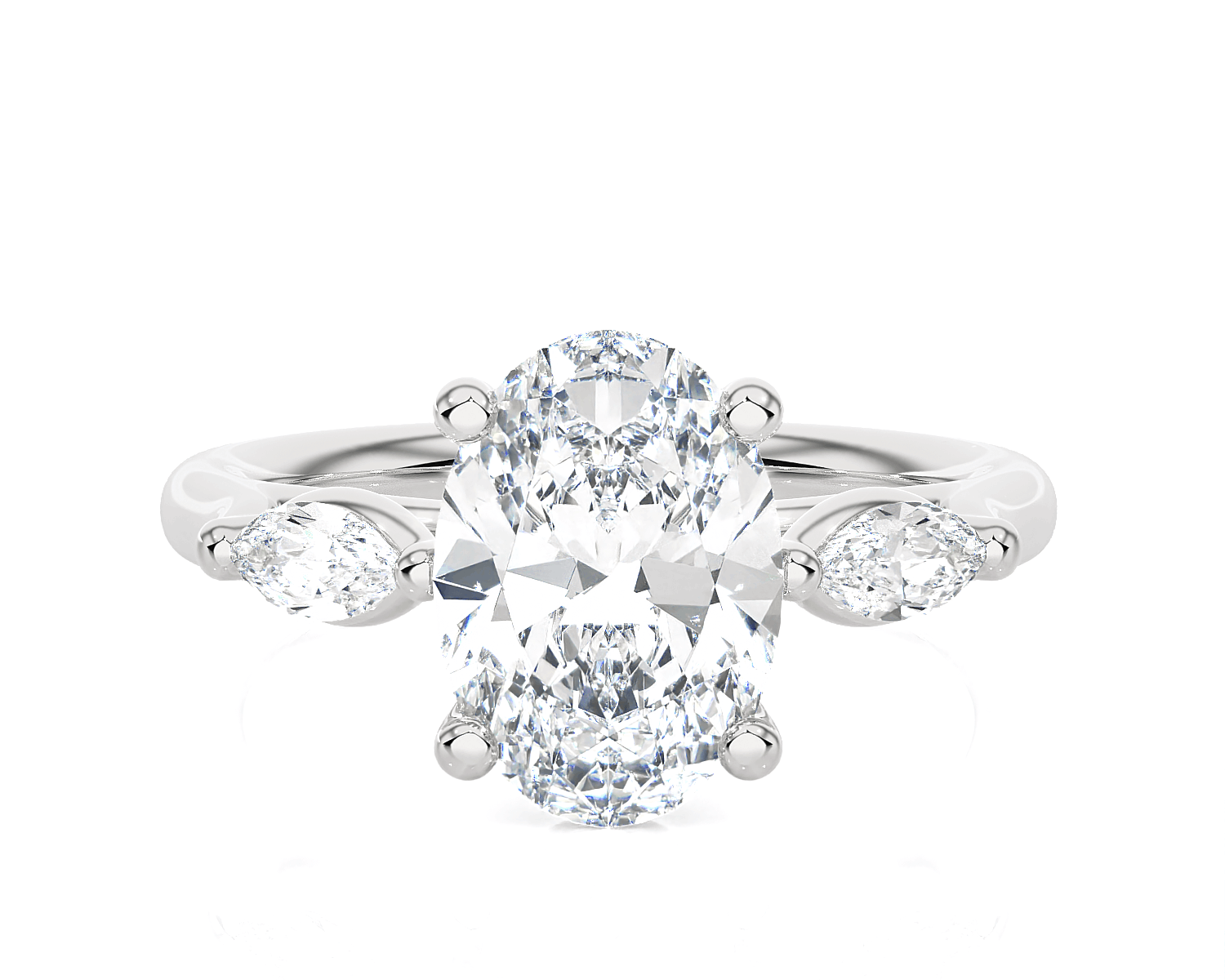 Oval with Marquise Three Stone Lab Grown Diamond Ring