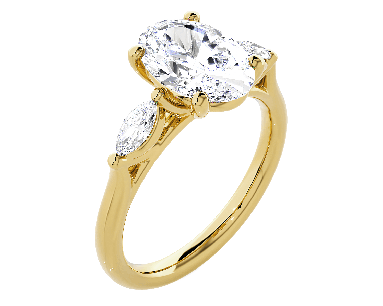 Oval with Marquise Three Stone Lab Grown Diamond Ring