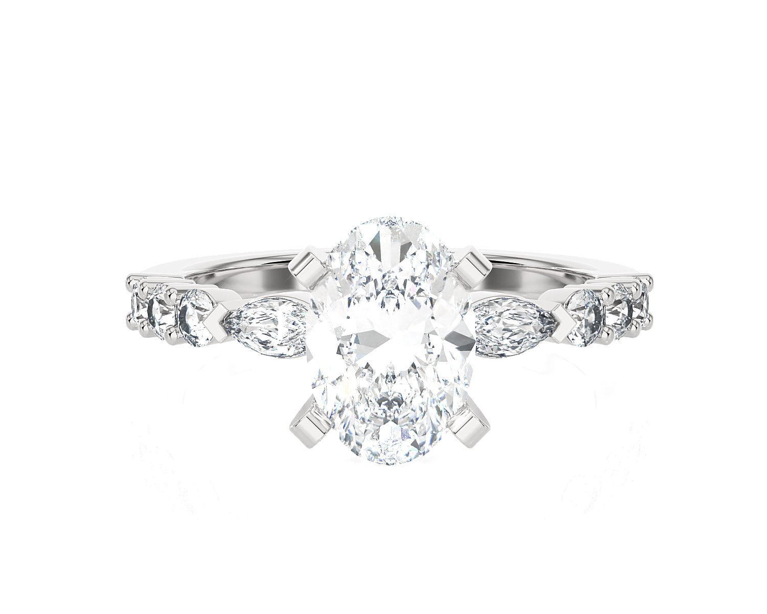 Oval Lab Grown Diamond Side Stone Engagement Ring