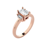 Emerald-Cut With Baguette Three Stone Lab Grown Diamond Ring