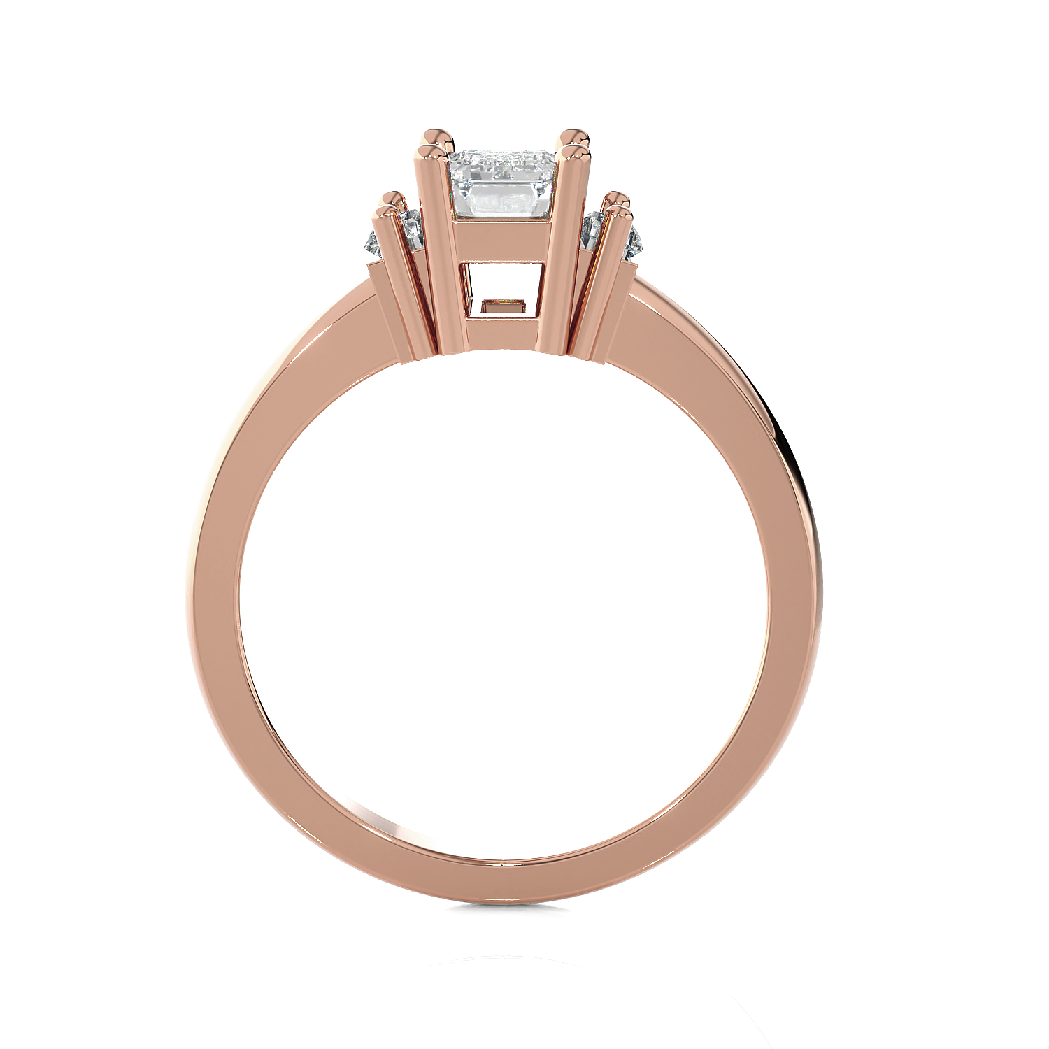 Emerald-Cut With Baguette Three Stone Lab Grown Diamond Ring