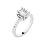 Emerald-Cut With Baguette Three Stone Lab Grown Diamond Ring