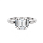 Emerald-Cut With Baguette Three Stone Lab Grown Diamond Ring