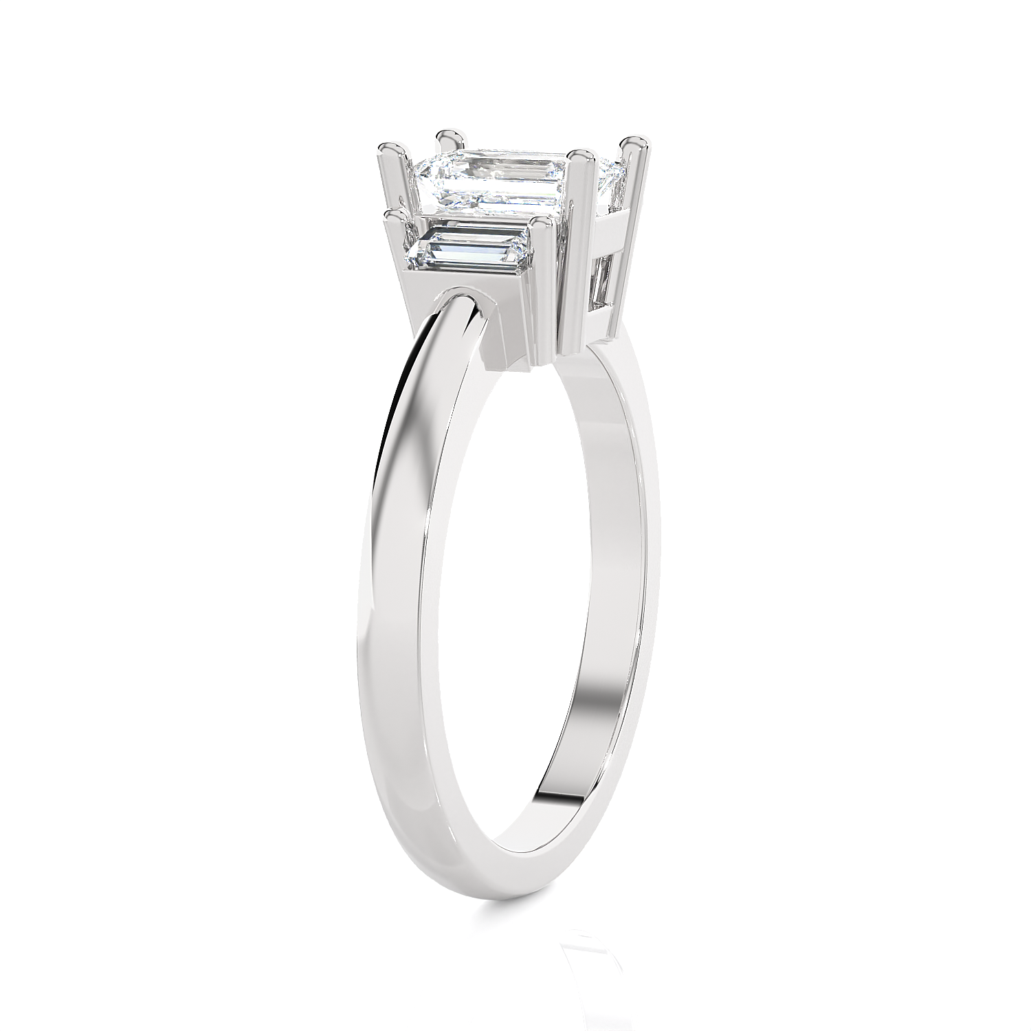 Emerald-Cut With Baguette Three Stone Lab Grown Diamond Ring