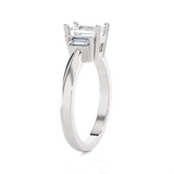 Emerald-Cut With Baguette Three Stone Lab Grown Diamond Ring