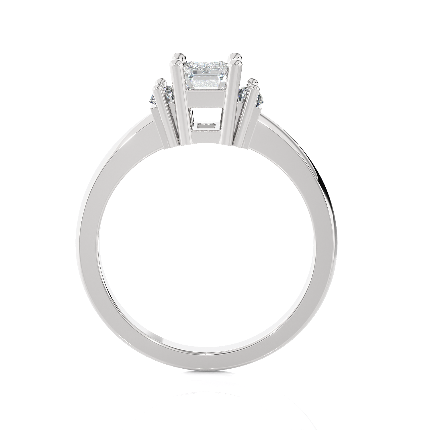 Emerald-Cut With Baguette Three Stone Lab Grown Diamond Ring