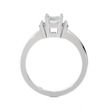 Emerald-Cut With Baguette Three Stone Lab Grown Diamond Ring