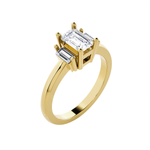 Emerald-Cut With Baguette Three Stone Lab Grown Diamond Ring