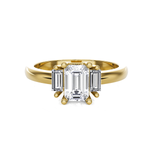 Emerald-Cut With Baguette Three Stone Lab Grown Diamond Ring