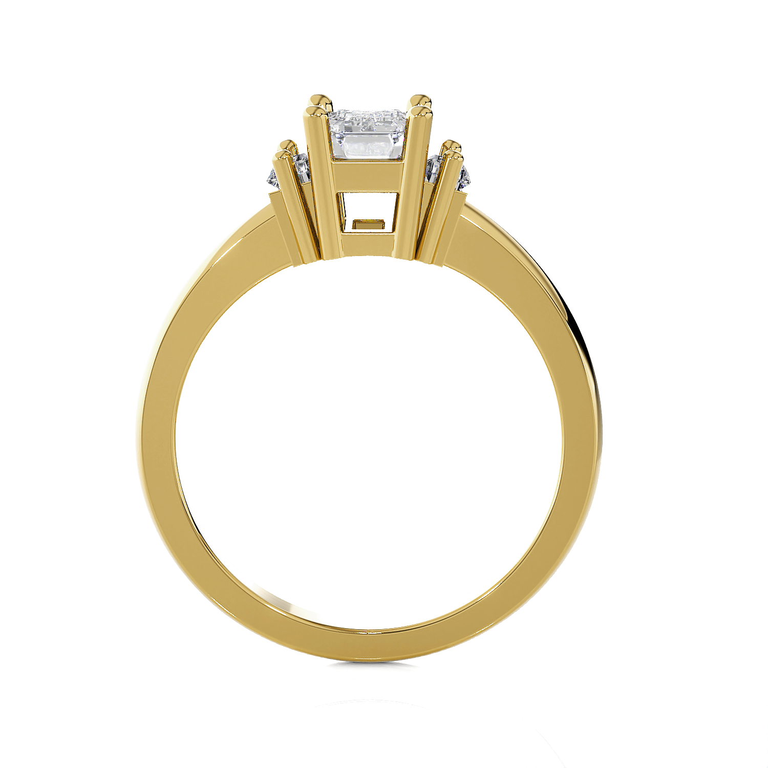 Emerald-Cut With Baguette Three Stone Lab Grown Diamond Ring