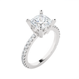 Cushion Cut Lab Grown Diamond Side Stone Engagement Ring