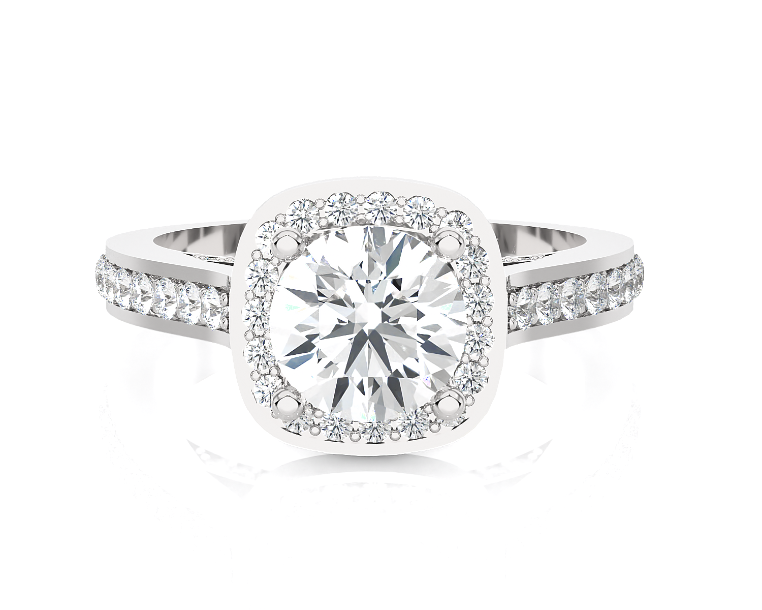 Cushion Cut Lab Grown Diamond Halo Engagement Ring