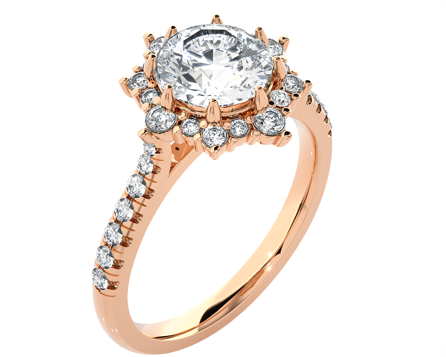 Round Lab Grown Diamond Halo Engagement Ring