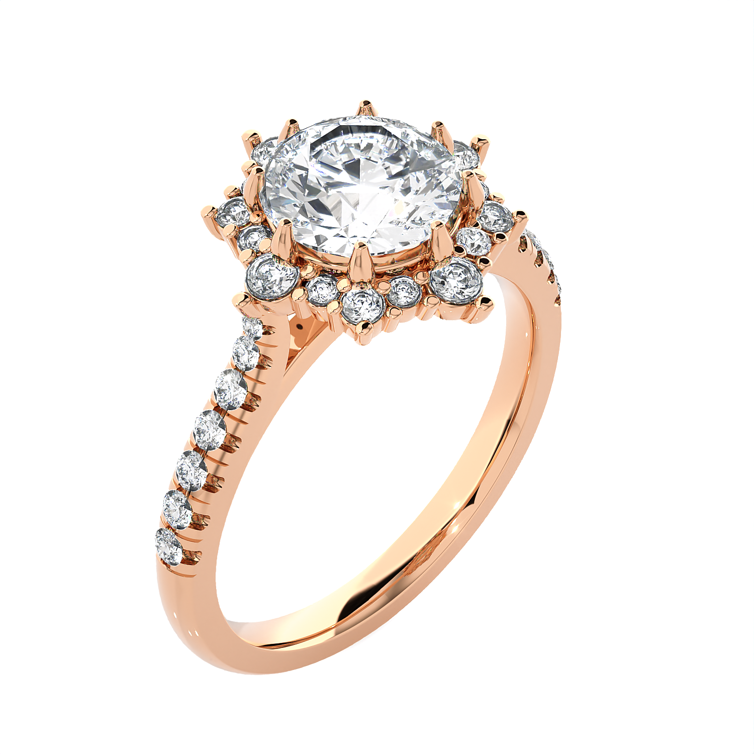 Round Lab Grown Diamond Halo Engagement Ring