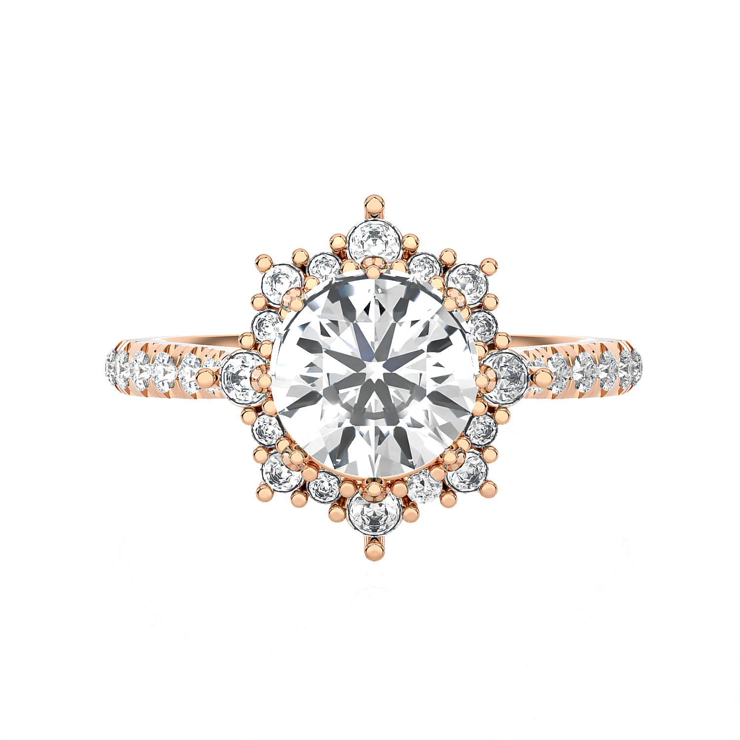 Round Lab Grown Diamond Halo Engagement Ring