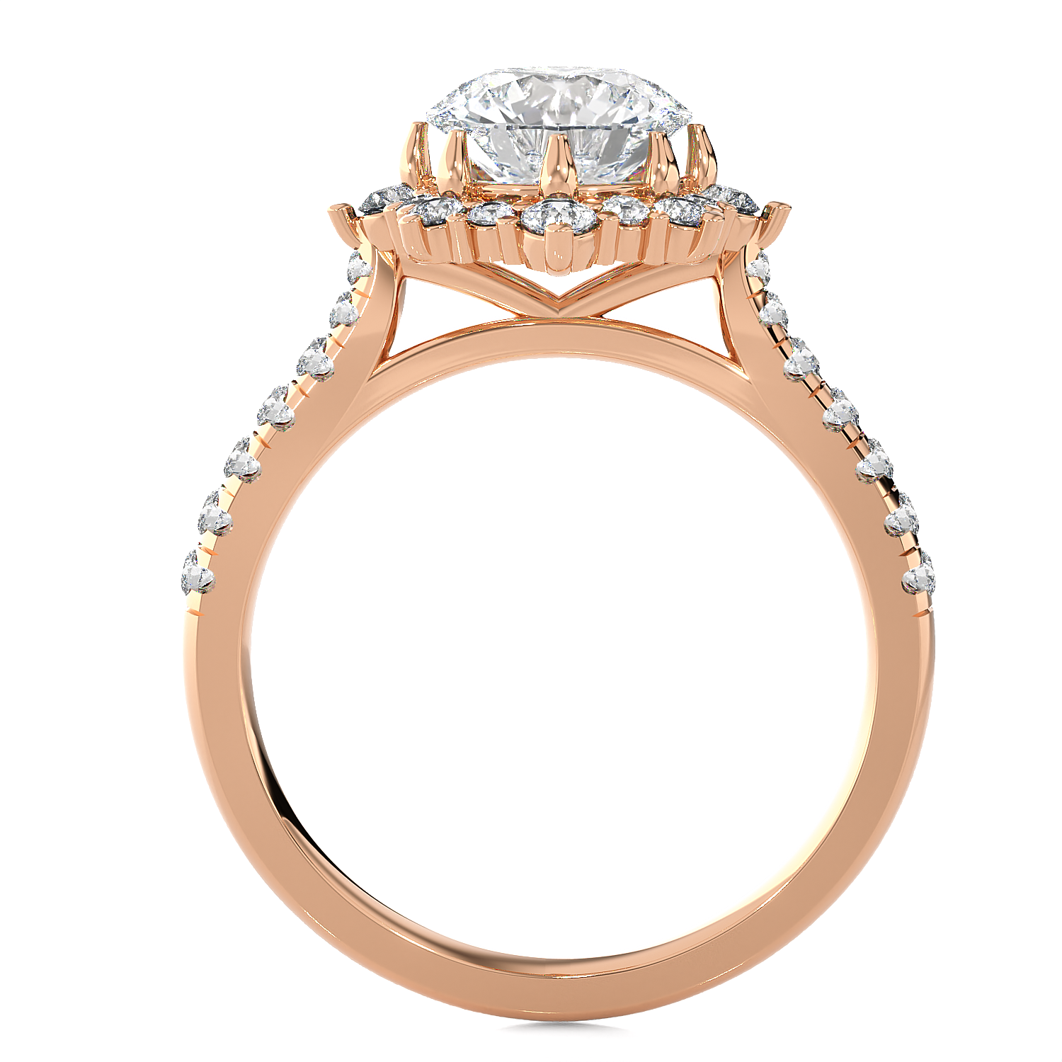 Round Lab Grown Diamond Halo Engagement Ring