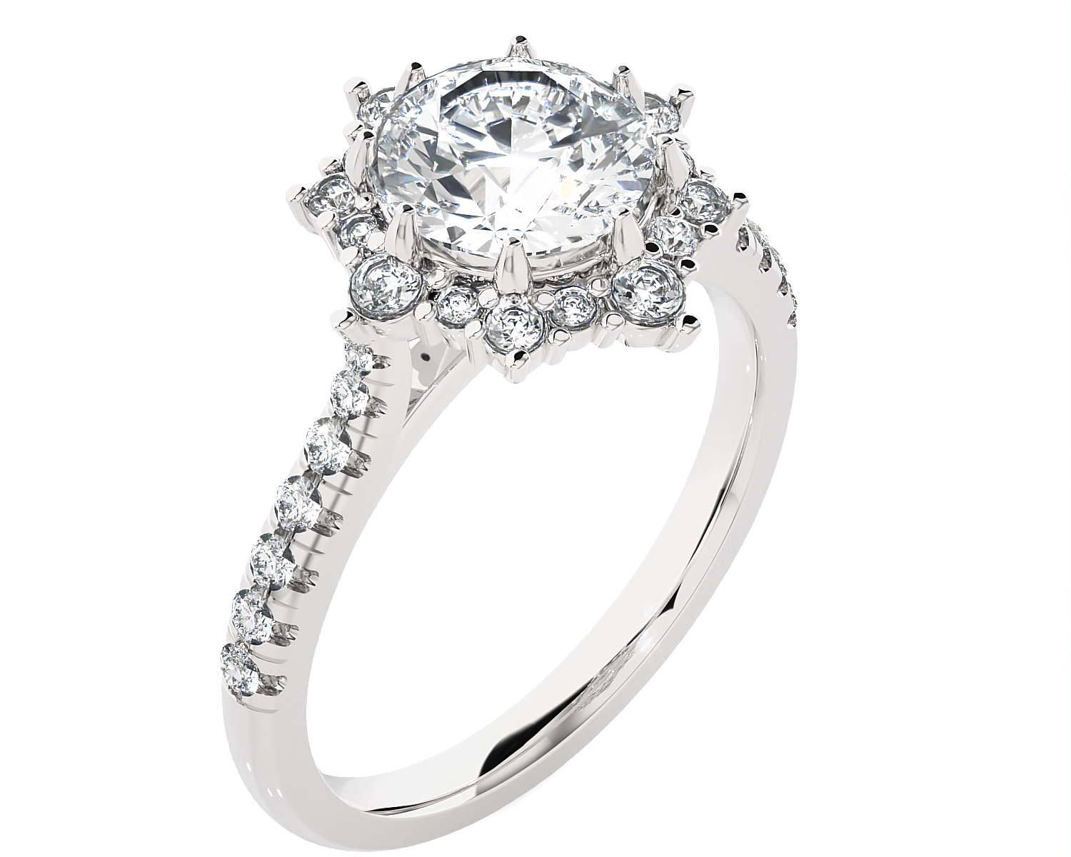 Round Lab Grown Diamond Halo Engagement Ring