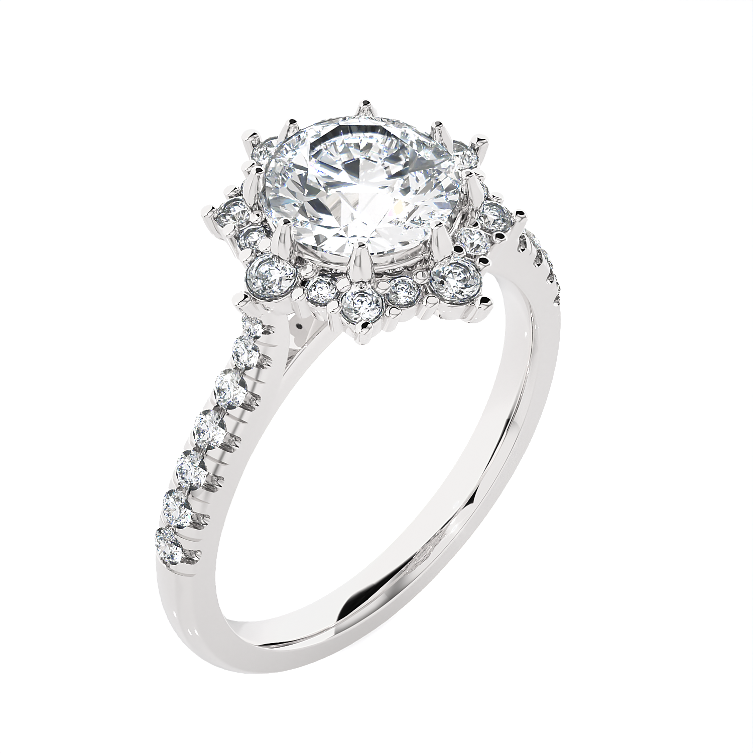 Round Lab Grown Diamond Halo Engagement Ring