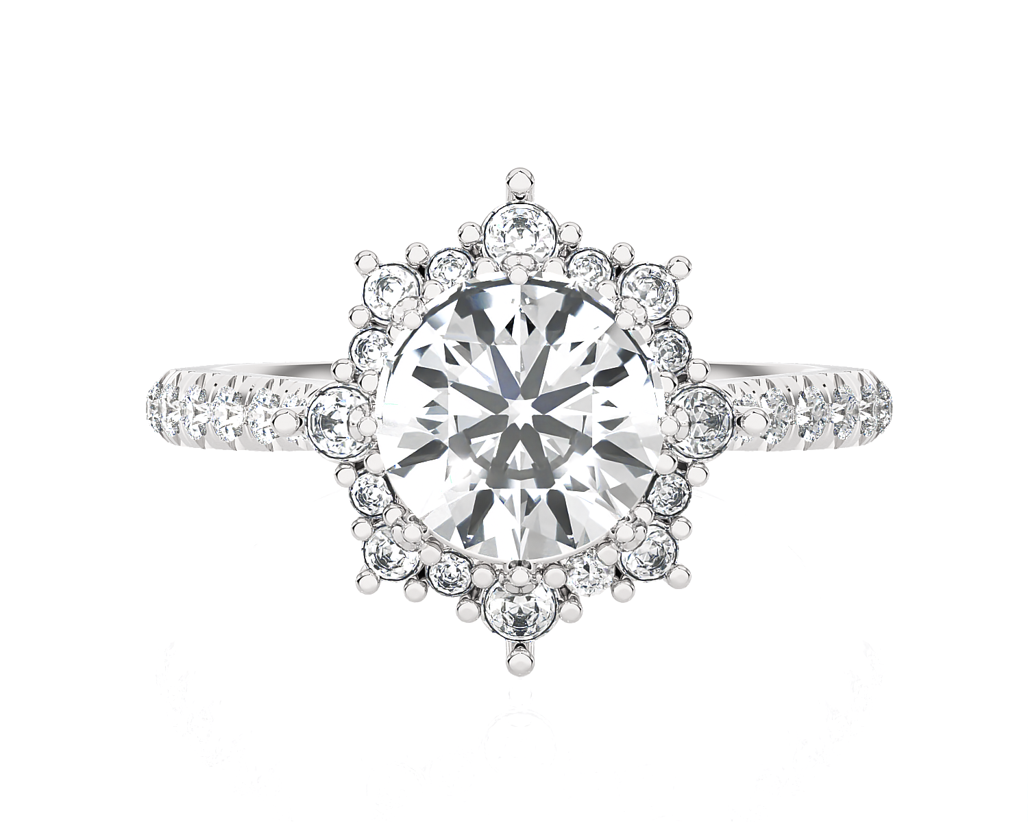 Round Lab Grown Diamond Halo Engagement Ring