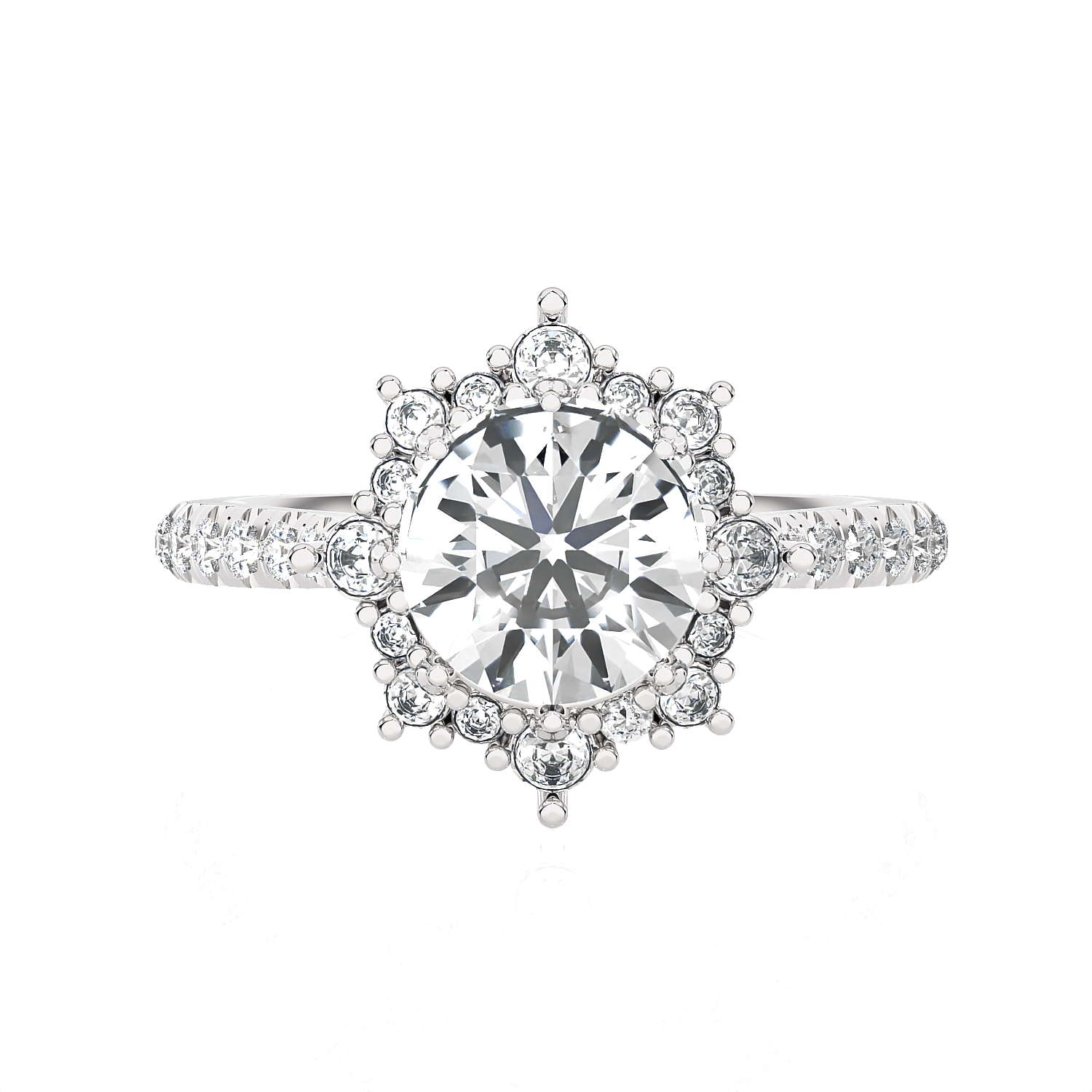 Round Lab Grown Diamond Halo Engagement Ring
