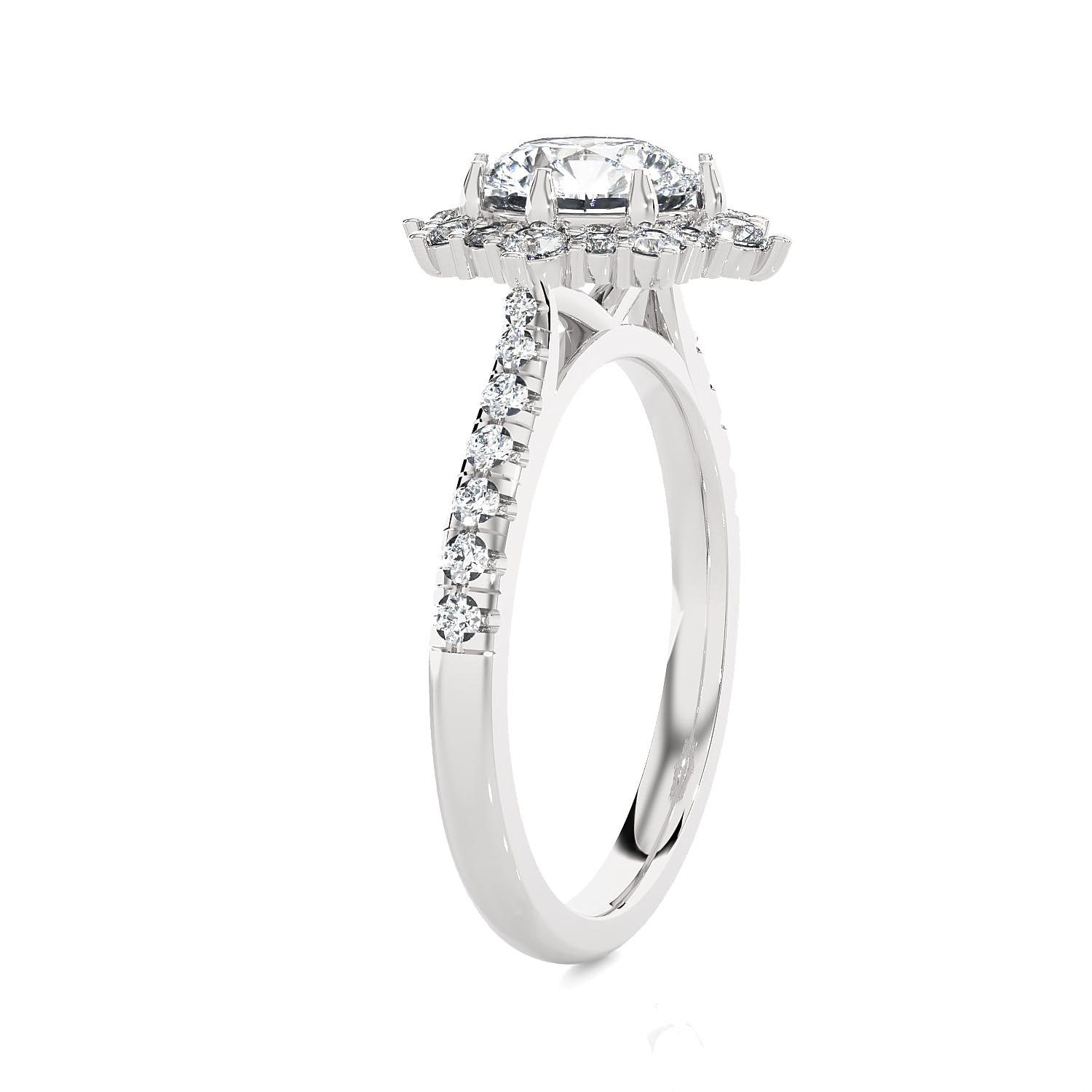 Round Lab Grown Diamond Halo Engagement Ring