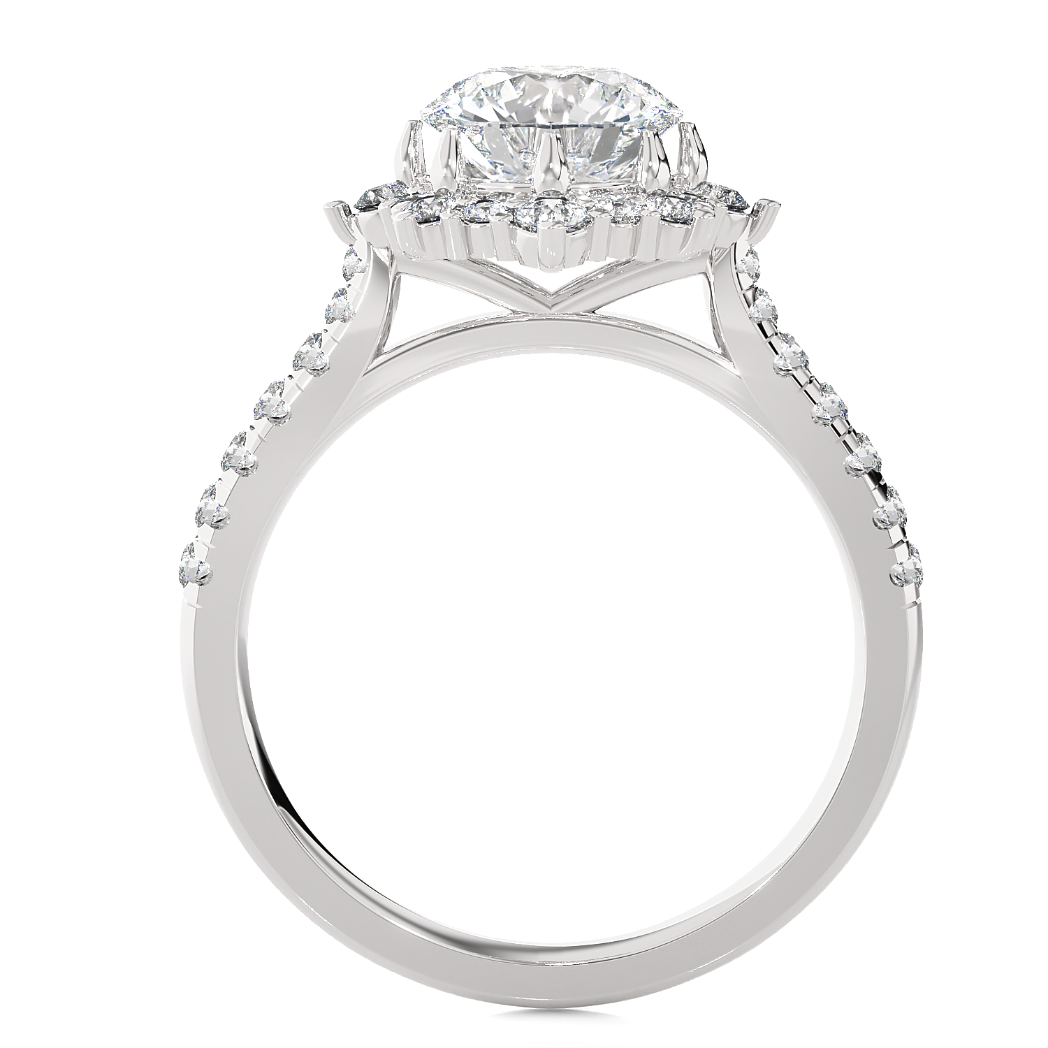 Round Lab Grown Diamond Halo Engagement Ring