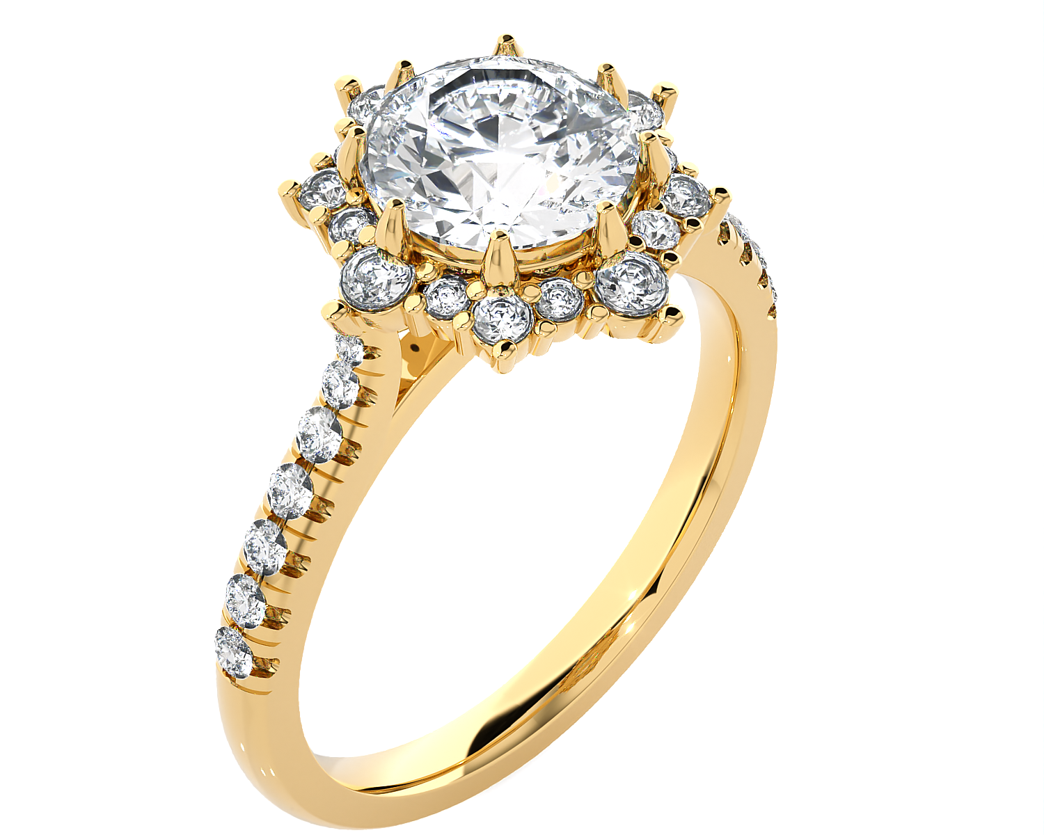 Round Lab Grown Diamond Halo Engagement Ring