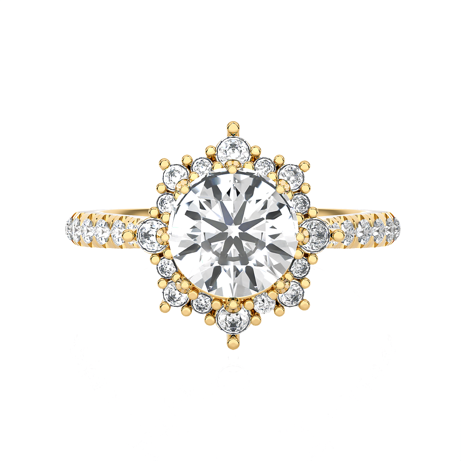 Round Lab Grown Diamond Halo Engagement Ring