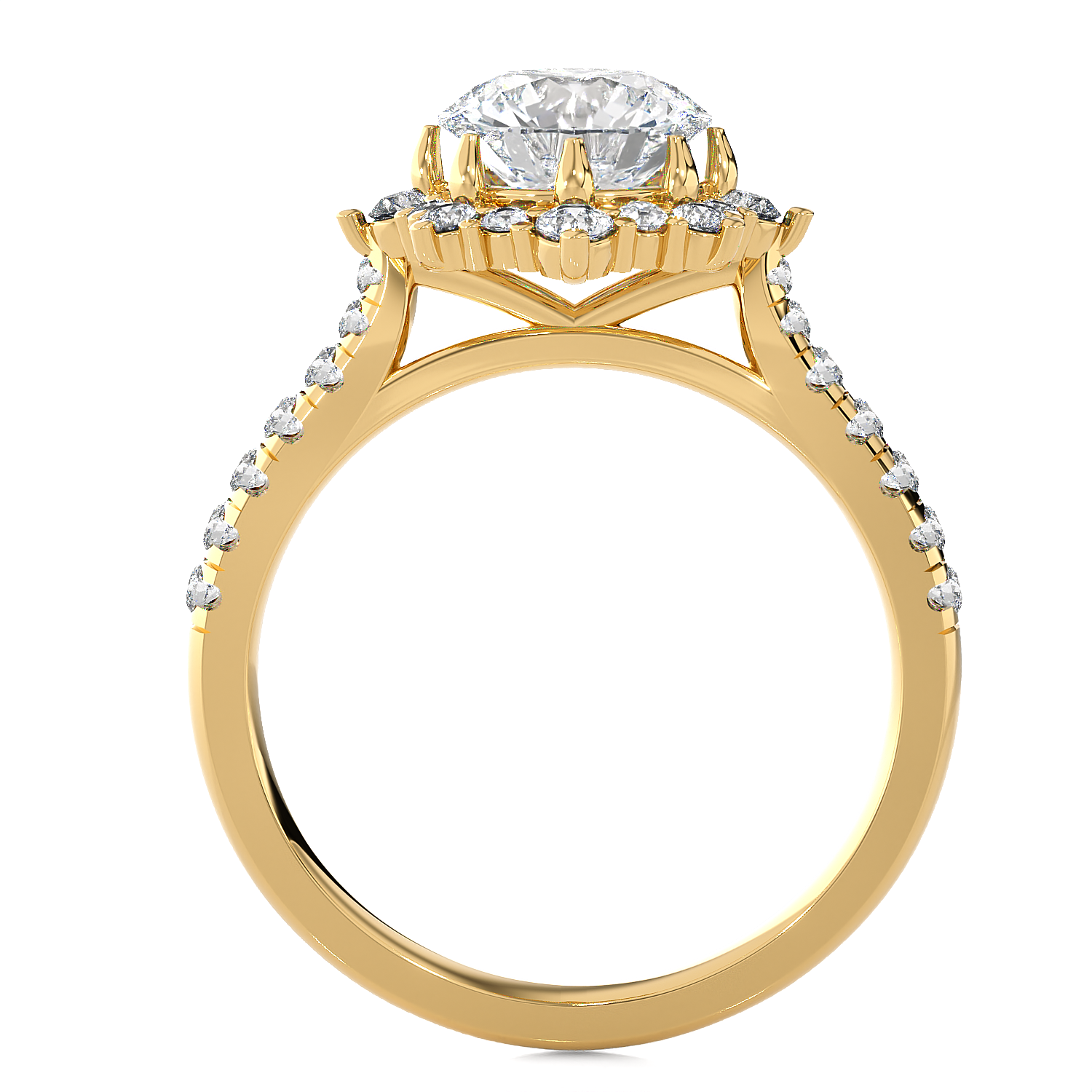 Round Lab Grown Diamond Halo Engagement Ring