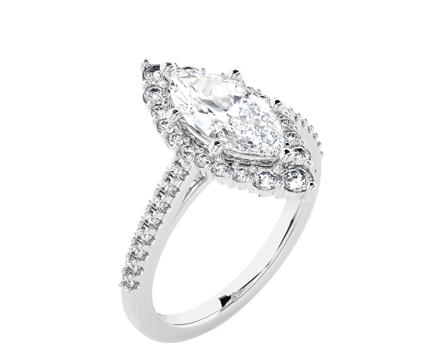 Marquise Lab Grown Diamond Halo Engagement Ring