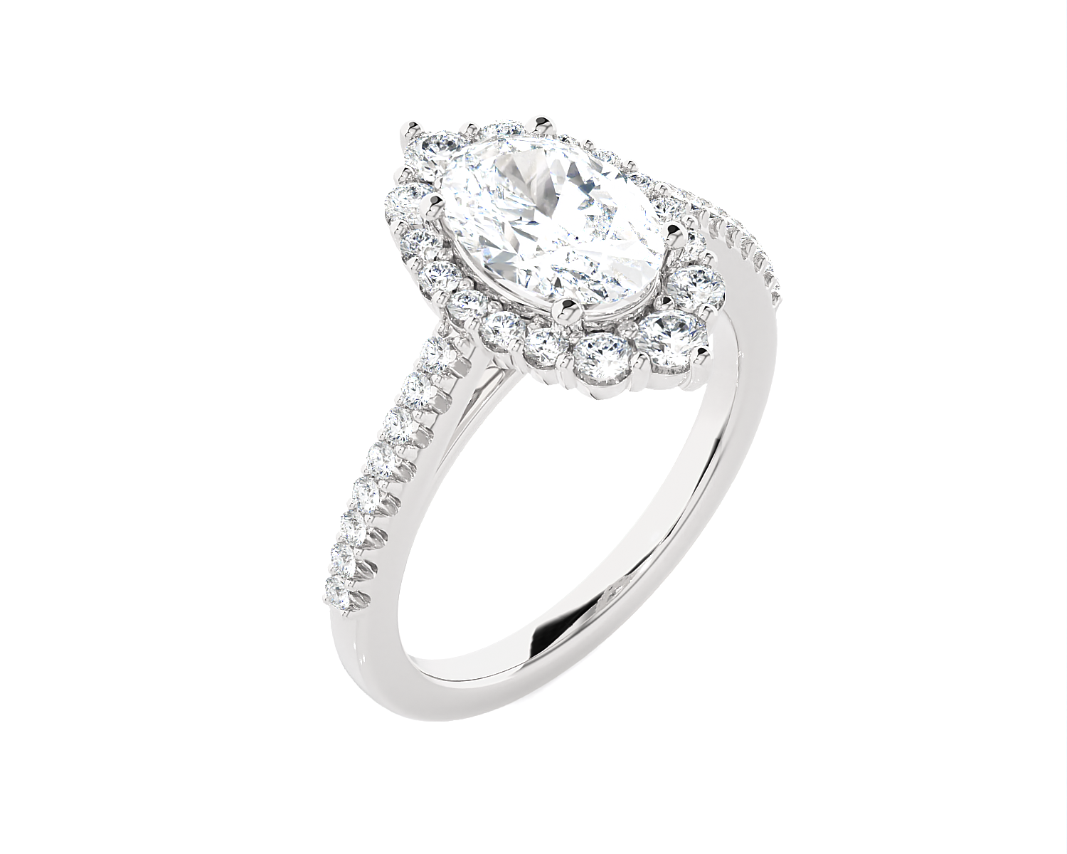 Oval Lab Grown Diamond Halo Engagement Ring
