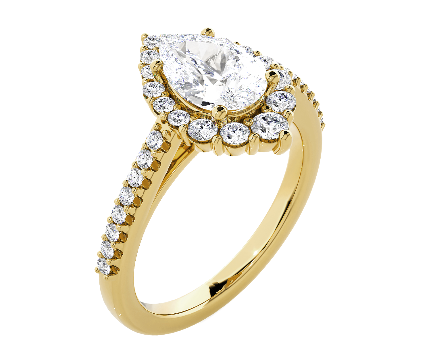 Pear-Shaped Lab Grown Diamond Halo Engagement Ring