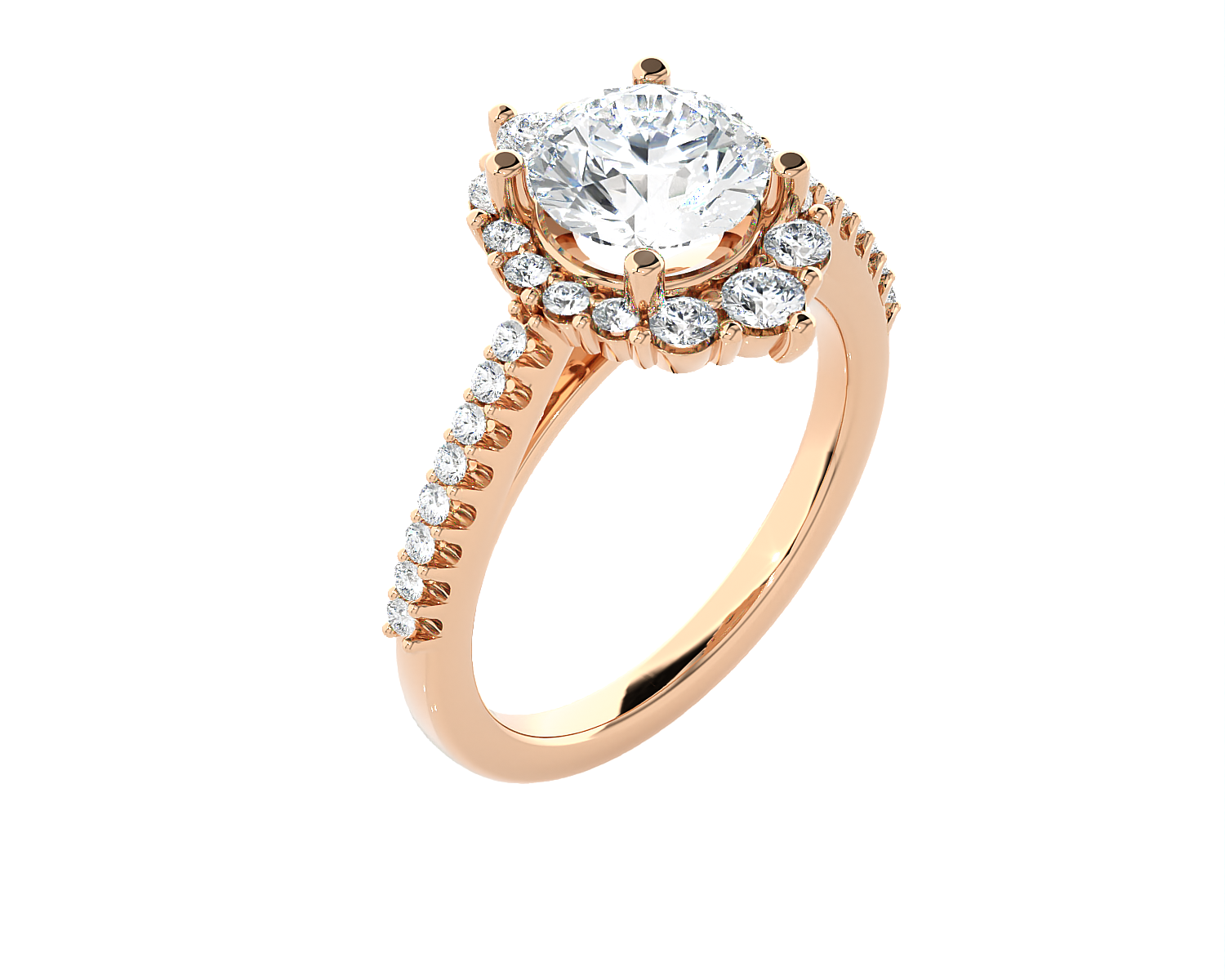 Round Lab Grown Diamond Halo Engagement Ring