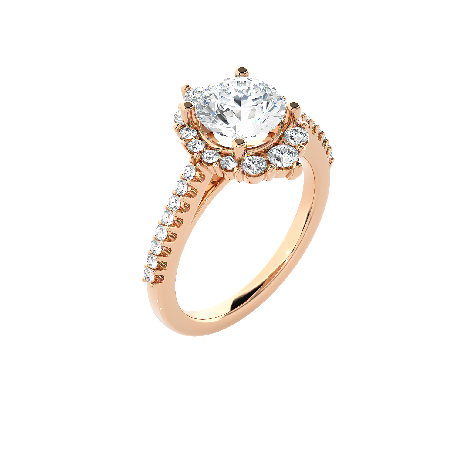Round Lab Grown Diamond Halo Engagement Ring