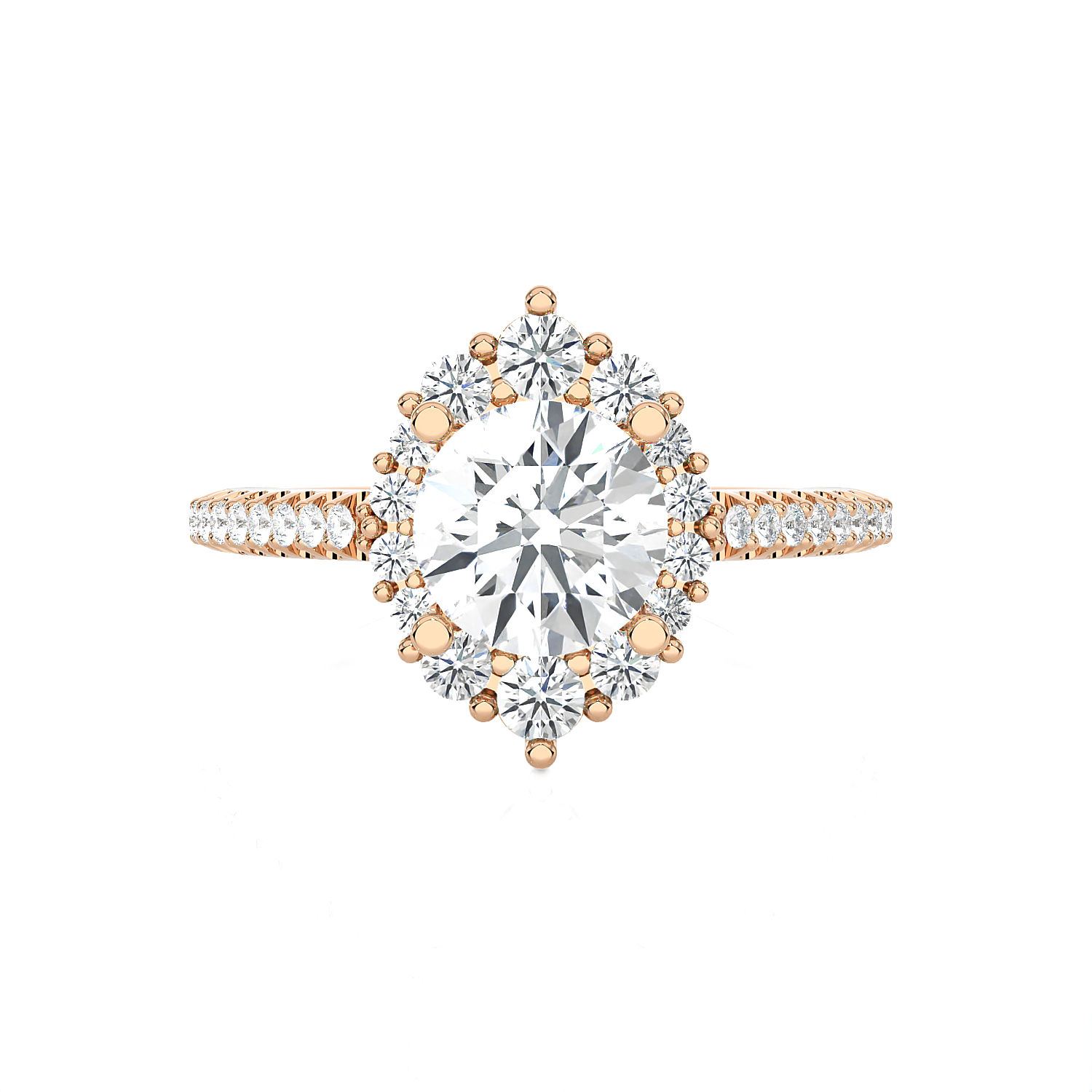 Round Lab Grown Diamond Halo Engagement Ring