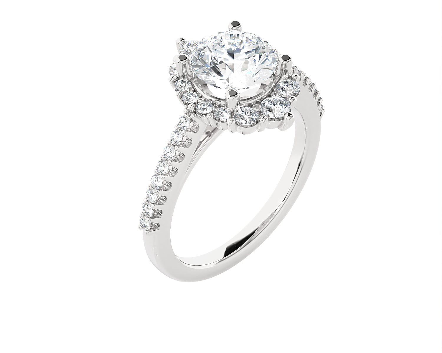 Round Lab Grown Diamond Halo Engagement Ring