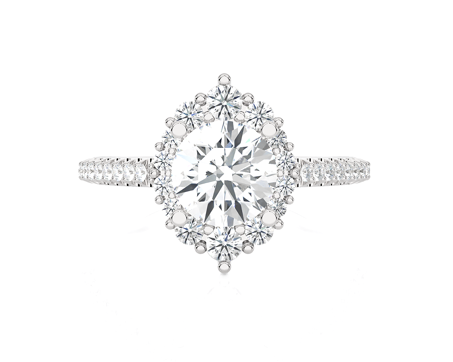 Round Lab Grown Diamond Halo Engagement Ring