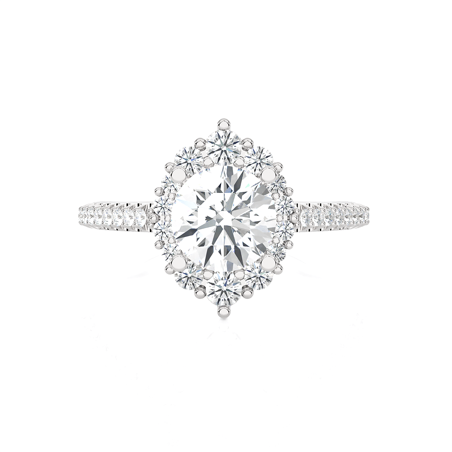 Round Lab Grown Diamond Halo Engagement Ring