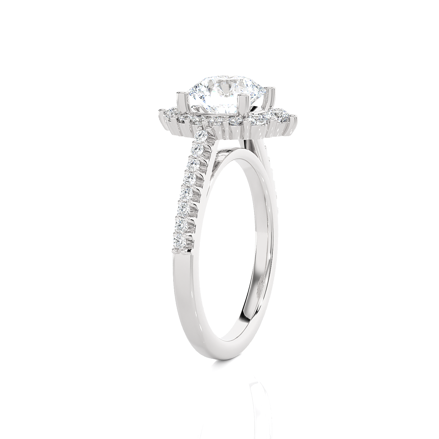 Round Lab Grown Diamond Halo Engagement Ring