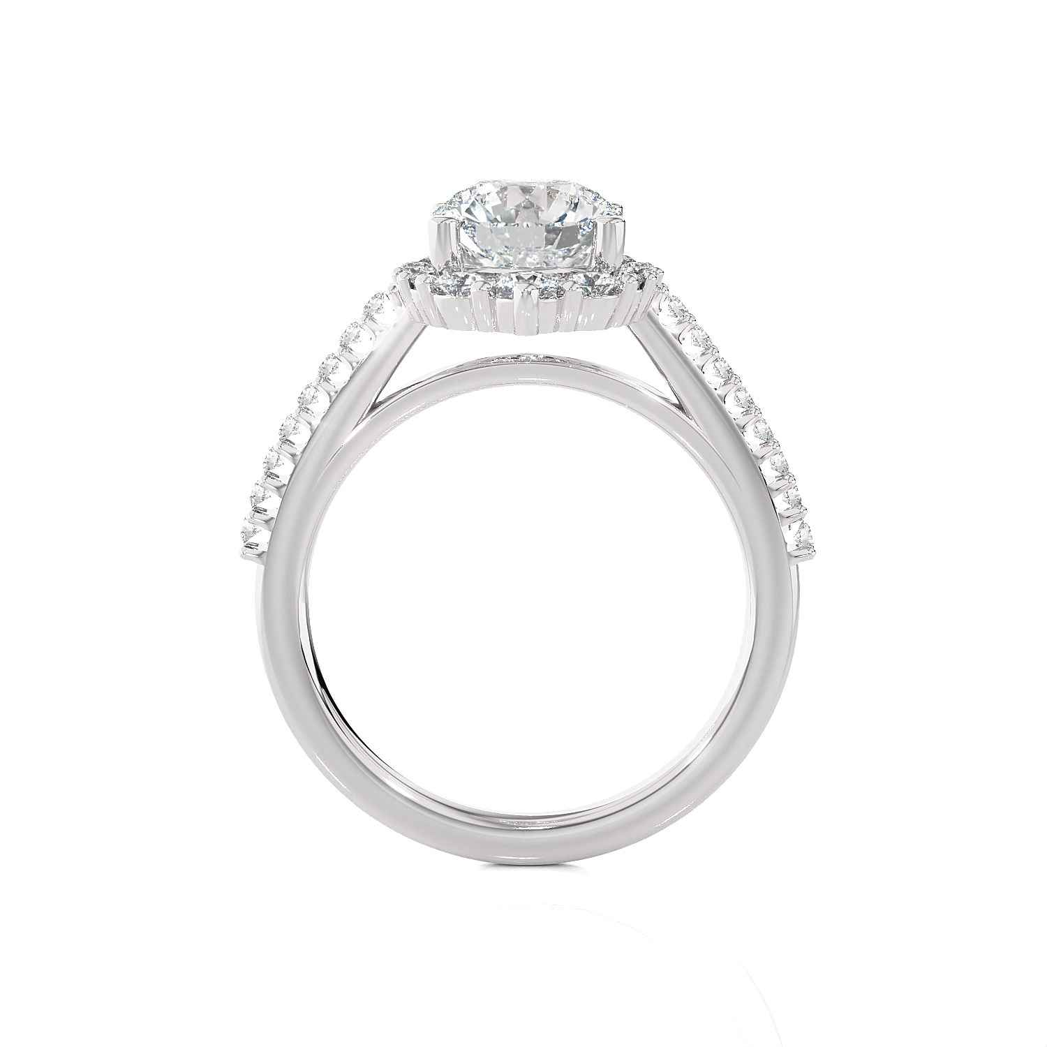 Round Lab Grown Diamond Halo Engagement Ring