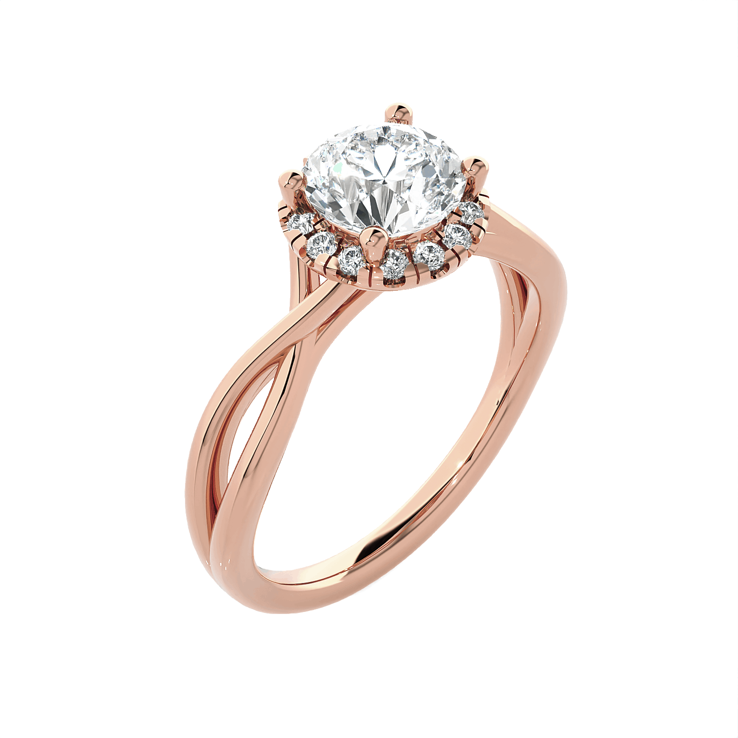 Round Lab Grown Diamond Halo Engagement Ring