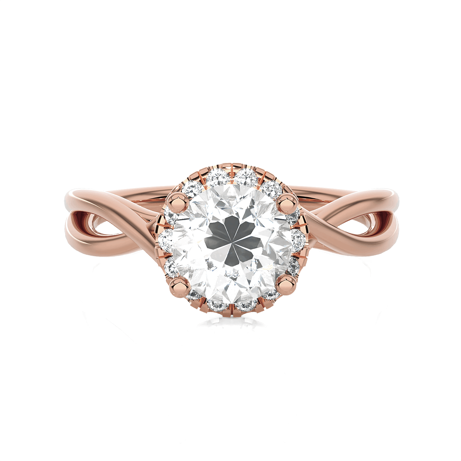 Round Lab Grown Diamond Halo Engagement Ring