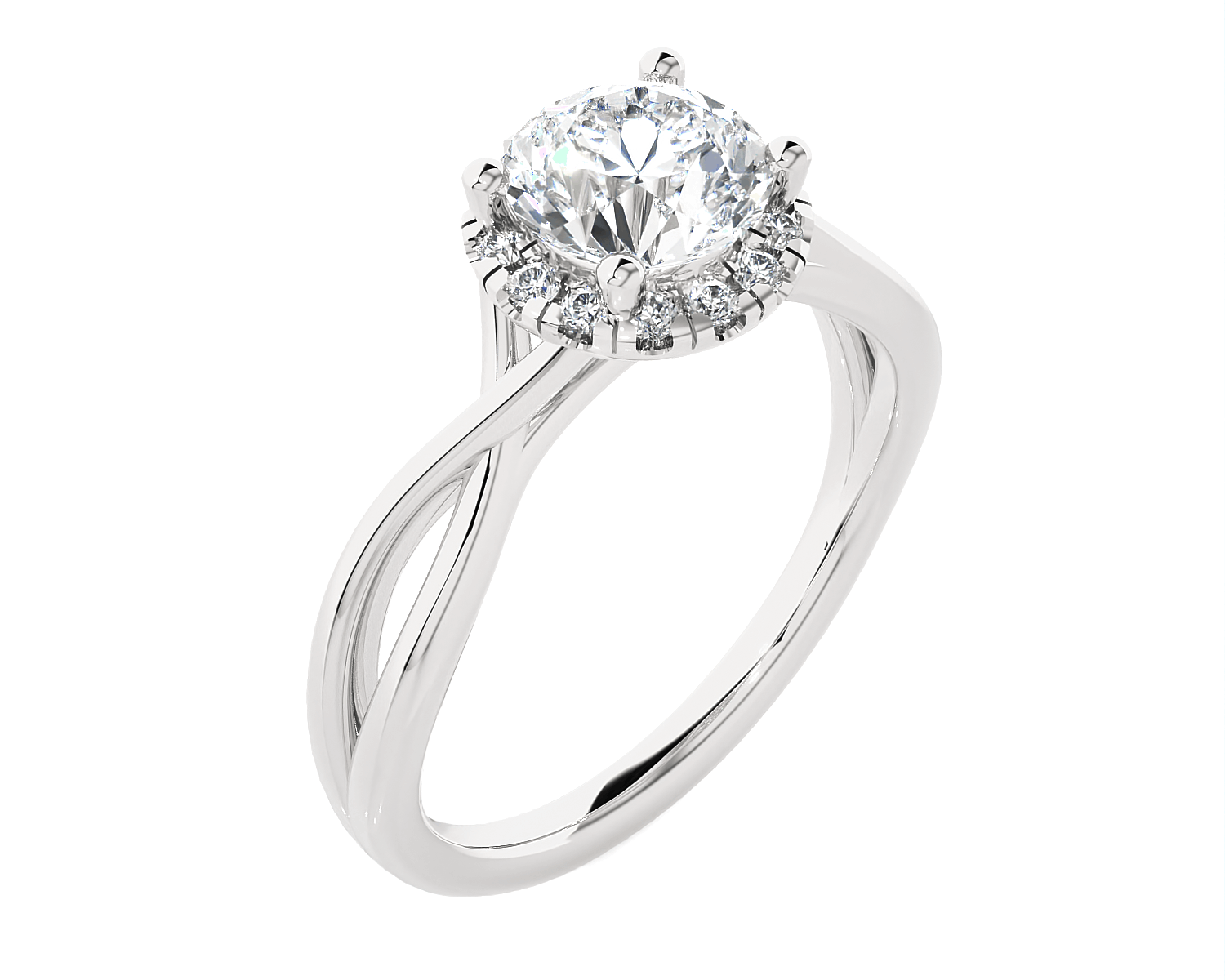 Round Lab Grown Diamond Halo Engagement Ring