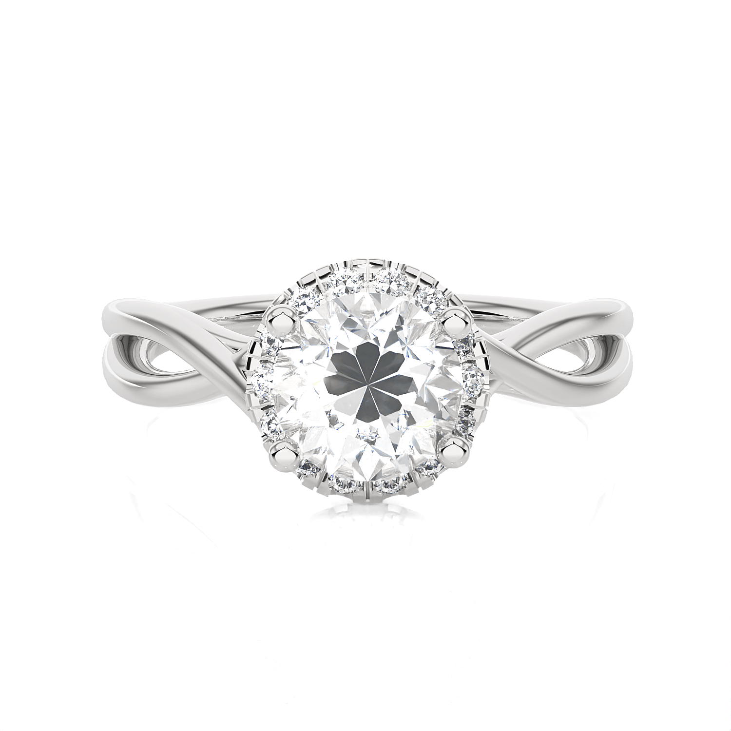 Round Lab Grown Diamond Halo Engagement Ring