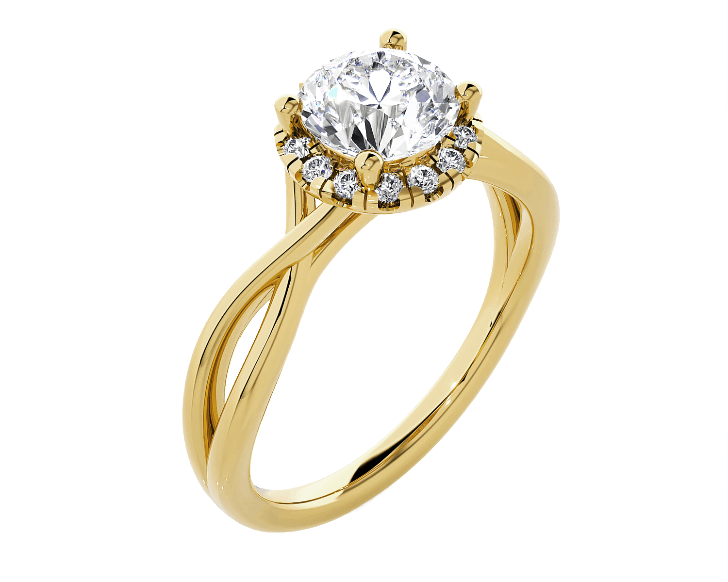 Round Lab Grown Diamond Halo Engagement Ring