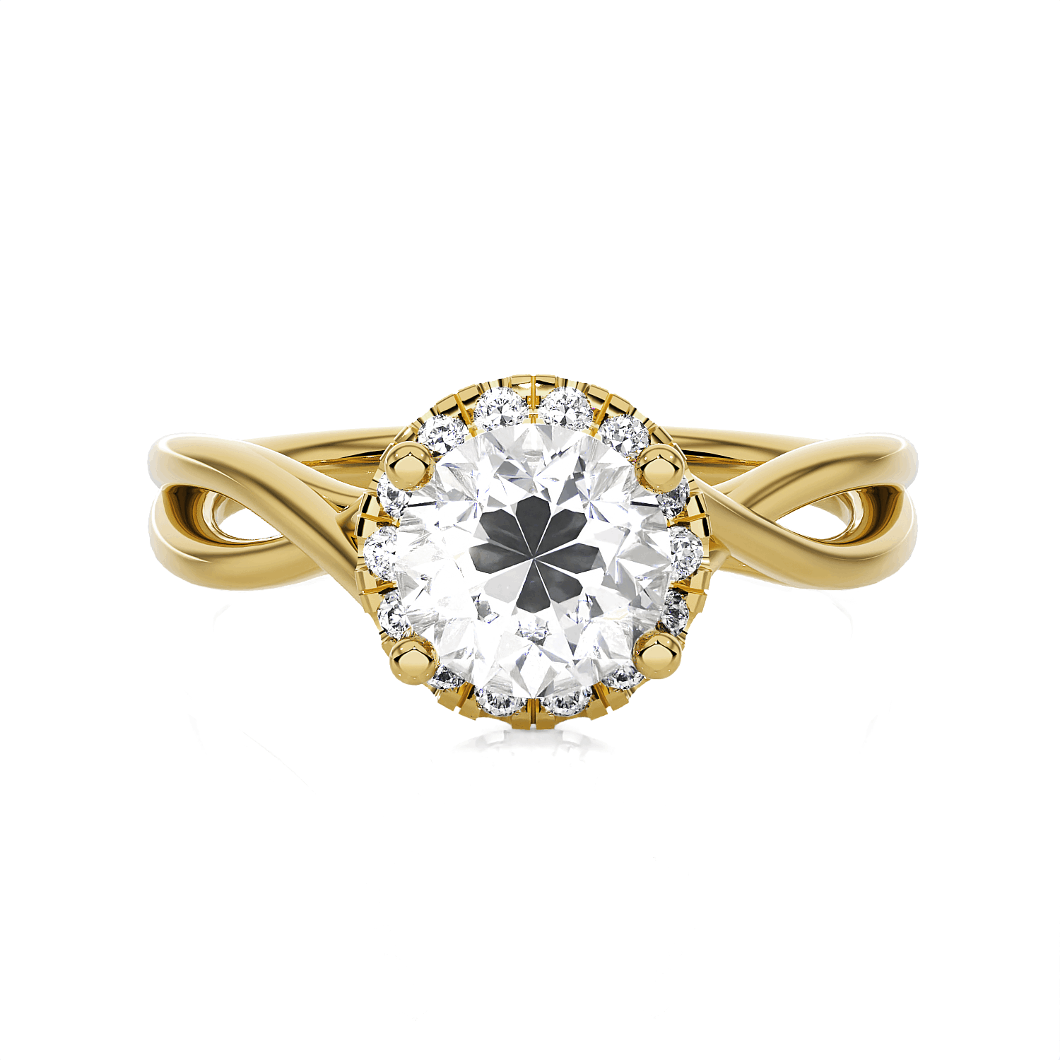 Round Lab Grown Diamond Halo Engagement Ring
