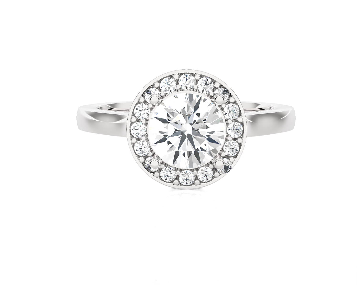 Round Lab Grown Diamond Halo Engagement Ring